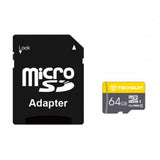 Card de Memorie Techsuit THCM11 (THCM11964), cu Adaptor, MicroSDHC, Class 10, 64GB, 100MB/s, 60MB/s, Galben