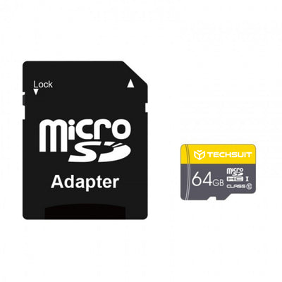 Card de Memorie Techsuit THCM11 (THCM11964), cu Adaptor, MicroSDHC, Class 10, 64GB, 100MB/s, 60MB/s, Galben