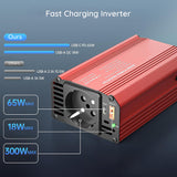 Techsuit Car Power Inverter FlexiCarVolt (IA1), Type-C, USB-A, Pocket Socket, PD65W, Rosu
