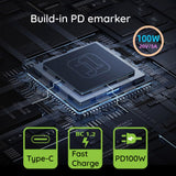Adaptor Techsuit Adapter Laptopplugx (A22), pentru Laptop, DC to Type-C, 100W, Afisaj LED, Gri