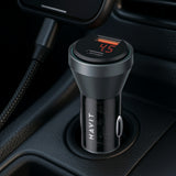 Incarcator auto Havit (CC2017), Type-C, USB, 45W, 3A, Visible Internal Structural Design, negru;albastru
