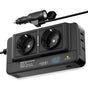 Techsuit Car Power Inverter PowerDriveX (IA2), Type-C, 2x USB-A, 2x AC Power Sockets, 220V, 200W, Negru