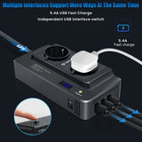Techsuit Car Power Inverter PowerDriveX (IA2), Type-C, 2x USB-A, 2x AC Power Sockets, 220V, 200W, Negru