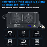 Techsuit Car Power Inverter PowerDriveX (IA2), Type-C, 2x USB-A, 2x AC Power Sockets, 220V, 200W, Negru