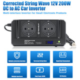 Techsuit Car Power Inverter PowerDriveX (IA2), Type-C, 2x USB-A, 2x AC Power Sockets, 220V, 200W, Negru