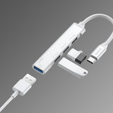 Hub USB Havit Docking station (HB41), USB 3.0, 3x USB 2.0, 11.8cm Cable Length, Aluminium Alloy, argintiu