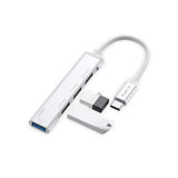 Hub USB Havit Docking station (HB41), USB 3.0, 3x USB 2.0, 11.8cm Cable Length, Aluminium Alloy, argintiu