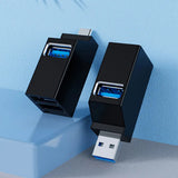 Hub USB Techsuit Mini Docking station EchoLink 3 in 1 (H10), Type-C to 2x USB 2.0, 1x USB 3.0, negru