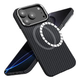 Husa pentru iPhone 17 Pro Max, Techsuit Aramid Fiber MagSafe, negru