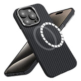Husa pentru iPhone 15 Pro Max, Techsuit Aramid Fiber MagSafe, negru
