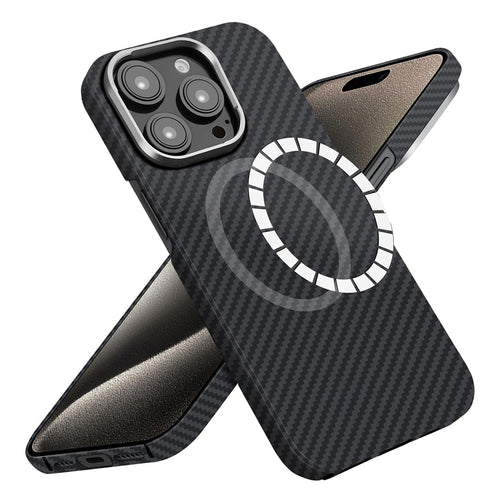 Husa pentru iPhone 15 Pro Max, Techsuit Aramid Fiber MagSafe, negru