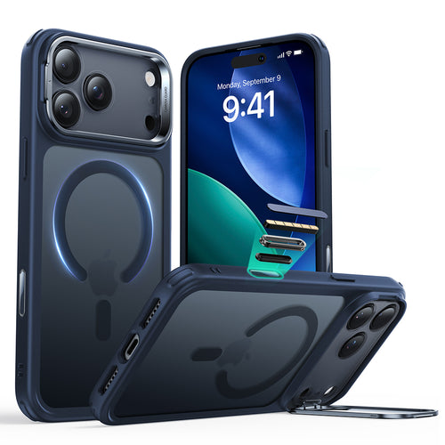 Husa pentru iPhone 17 Pro Max, ESR Classic Hybrid HaloLock Kickstand, bleu