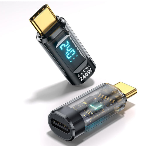 Adaptor Techsuit Adapter Databoost (A23), USB-C, LED Afisaj Digital, 40Gbps, 8K@60Hz, PD240W, Gri