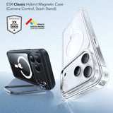 Husa pentru iPhone 17 Pro Max, ESR Classic Hybrid HaloLock Kickstand, negru/transparenta