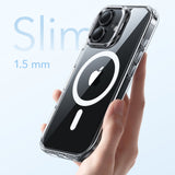 Husa pentru iPhone 17, ESR Classic Hybrid HaloLock Kickstand, negru/transparenta