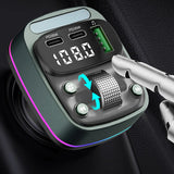 Modulator FM Techsuit EchoDrive (MFM3), Dual PD35W, Bluetooth V5.4, U-Disk to Play Music, Bass Setting, negru;verde deschis