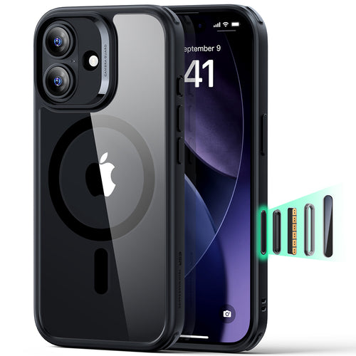 Husa pentru iPhone 17, ESR Classic Hybrid HaloLock, negru/transparenta