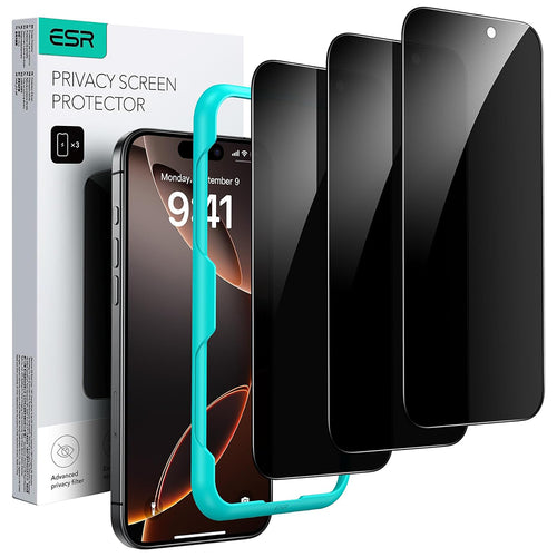 Folie de protectie pentru iPhone 17 Pro Max, ESR Privacy Tempered Glass (3 pack)