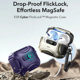 Husa casti pentru AirPods Pro 3, ESR, Cyber Flicklock Halolock, alb
