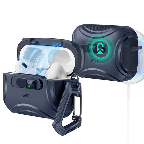 Husa casti pentru AirPods Pro 3, ESR, Cyber Flicklock Halolock, alb