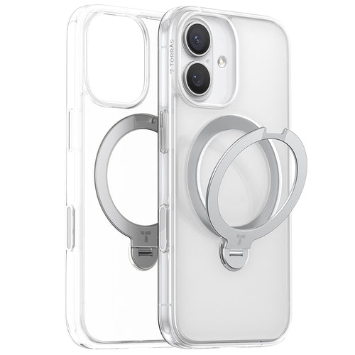 Husa pentru iPhone 17, Torras Ostand Spin MagSafe Series, transparenta
