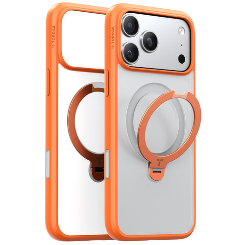 Husa pentru iPhone 17 Pro Max, Torras Ostand Spin MagSafe Series, portocaliu