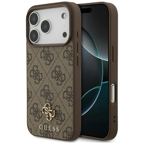 Husa pentru iPhone 17 Pro, Guess 4G Small and Classic Logo MagSafe (GUHMP17LP4SM4MW), maro