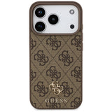 Husa pentru iPhone 17 Pro, Guess 4G Small and Classic Logo MagSafe (GUHMP17LP4SM4MW), maro