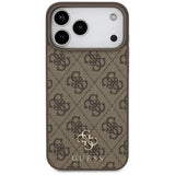 Husa pentru iPhone 17 Pro Max, Guess 4G Small and Classic Logo MagSafe (GUHMP17XP4SM4MW), maro