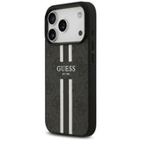 Husa pentru iPhone 17 Pro, Guess Hardcase 4G Printed Stripes MagSafe (GUHMP17LP4RPSK), negru