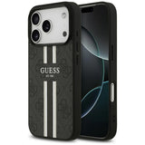 Husa pentru iPhone 17 Pro Max, Guess Hardcase 4G Printed Stripes MagSafe (GUHMP17XP4RPSK), negru