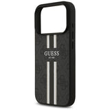 Husa pentru iPhone 17 Pro Max, Guess Hardcase 4G Printed Stripes MagSafe (GUHMP17XP4RPSK), negru