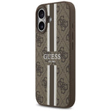 Husa pentru iPhone 17, Guess Hardcase 4G Printed Stripes MagSafe (GUHMP17SP4RPSW), maro