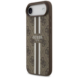 Husa pentru iPhone 17 Air, Guess Hardcase 4G Printed Stripes MagSafe (GUHMP17MP4RPSW), maro