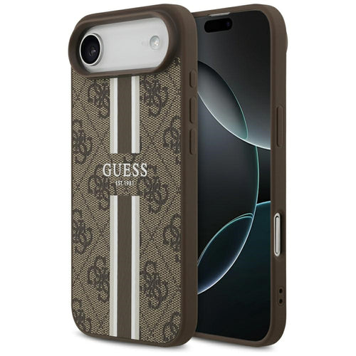 Husa pentru iPhone 17 Air, Guess Hardcase 4G Printed Stripes MagSafe (GUHMP17MP4RPSW), maro