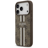 Husa pentru iPhone 17 Pro, Guess Hardcase 4G Printed Stripes MagSafe (GUHMP17LP4RPSW), maro