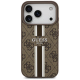 Husa pentru iPhone 17 Pro, Guess Hardcase 4G Printed Stripes MagSafe (GUHMP17LP4RPSW), maro