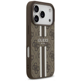 Husa pentru iPhone 17 Pro, Guess Hardcase 4G Printed Stripes MagSafe (GUHMP17LP4RPSW), maro