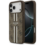 Husa pentru iPhone 17 Pro Max, Guess Hardcase 4G Printed Stripes MagSafe (GUHMP17XP4RPSW), maro