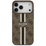 Husa pentru iPhone 17 Pro Max, Guess Hardcase 4G Printed Stripes MagSafe (GUHMP17XP4RPSW), maro