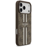 Husa pentru iPhone 17 Pro Max, Guess Hardcase 4G Printed Stripes MagSafe (GUHMP17XP4RPSW), maro
