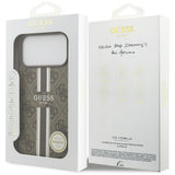 Husa pentru iPhone 17 Pro Max, Guess Hardcase 4G Printed Stripes MagSafe (GUHMP17XP4RPSW), maro