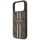 Husa pentru iPhone 17 Pro Max, Guess Hardcase 4G Printed Stripes MagSafe (GUHMP17XP4RPSW), maro