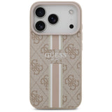 Husa pentru iPhone 17 Pro, Guess Hardcase 4G Printed Stripes MagSafe (GUHMP17LP4RPSP), roz