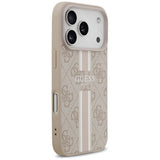 Husa pentru iPhone 17 Pro, Guess Hardcase 4G Printed Stripes MagSafe (GUHMP17LP4RPSP), roz