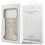 Husa pentru iPhone 17 Pro, Guess Hardcase 4G Printed Stripes MagSafe (GUHMP17LP4RPSP), roz
