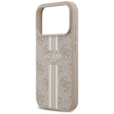 Husa pentru iPhone 17 Pro, Guess Hardcase 4G Printed Stripes MagSafe (GUHMP17LP4RPSP), roz