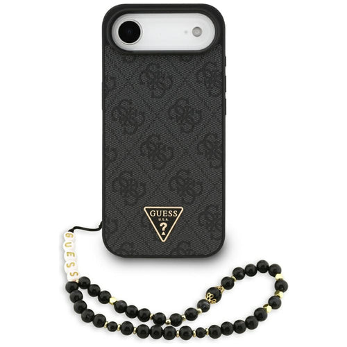 Husa pentru iPhone 17 Air, Guess Hardcase 4G Logo triunghi MagSafe cu Cord Strap (GUHMP17MP4TSDPPSK), negru