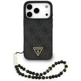 Husa pentru iPhone 17 Pro, Guess Hardcase 4G Logo triunghi MagSafe cu Cord Strap (GUHMP17LP4TSDPPSK), negru
