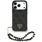 Husa pentru iPhone 17 Pro, Guess Hardcase 4G Logo triunghi MagSafe cu Cord Strap (GUHMP17LP4TSDPPSK), negru